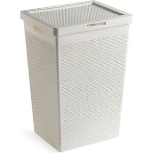 TATAY Bohol Laundry Basket with Lid, 60L Capacity, Polypropylene, BPA Free, 100% Recycled Plastic, White, Dimensions: 41 x 33 x 50 cm TATAY Bohol Laundry Basket with Lid, 60L Capacity, Polypropylene, BPA Free, 100% Recycled Plastic, White, Dimensions: 41 x 33 x 50 cm