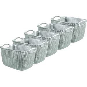 CURVER Knit Effect Set of 5 Kitchen, Living room, Bathroom, Bedroom, Utility Large Rectangular Storage Baskets 19 Litres Misty Blue CURVER Knit Effect Set of 5 Kitchen, Living room, Bathroom, Bedroom, Utility Large Rectangular Storage Baskets 19 Litres Misty Blue