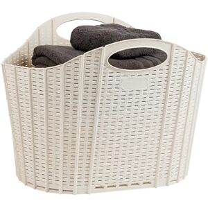 Mind Reader 40L Collapsible Laundry Hamper, Clothes Basket, Premium Wicker Design, Plastic, 21.5"L x 15"W x 15.25"H, Ivory Mind Reader 40L Collapsible Laundry Hamper, Clothes Basket, Premium Wicker Design, Plastic, 21.5"L x 15"W x 15.25"H, Ivory