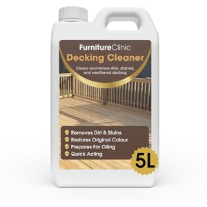 Furniture Clinic 5L Decking Cleaner for Wood Weathered Deck Cleaner, Stain Remover & Restorer Clean & Remove Dirt & Algae from Wooden Garden Patio Surfaces Furniture Clinic 5L Decking Cleaner for Wood Weathered Deck Cleaner, Stain Remover & Restorer Clean & Remove Dirt & Algae from Wooden Garden Patio Surfaces