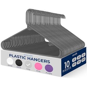 SereneLife Plastic Hangers 10 pcs, Non-Slip Heavy Duty Clothes Hanger Set with 360° Swivel Hook, Smooth Finish to Protect Fabric, Lightweight, Ultra-Thin Hangers for Coats and Other Clothes (Gray) SereneLife Plastic Hangers 10 pcs, Non-Slip Heavy Duty Clothes Hanger Set with 360° Swivel Hook, Smooth Finish to Protect Fabric, Lightweight, Ultra-Thin Hangers for Coats and Other Clothes (Gray)