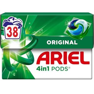 Ariel 4in1 PODS®, Washing Liquid Laundry Detergent Capsules 38 Washes, Original, Stain & Odour Removal in 1 Wash, Great Even In Cold & Short Ariel 4in1 PODS®, Washing Liquid Laundry Detergent Capsules 38 Washes, Original, Stain & Odour Removal in 1 Wash, Great Even In Cold & Short