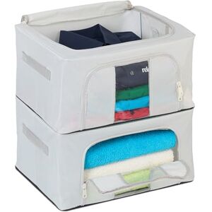 Relaxdays Set of 2 Bags, with Zip Closure, Bedding, Clothes, Underbed Storage, Moving, 20 x 40 x 30 cm, Grey, Polyester, S Relaxdays Set of 2 Bags, with Zip Closure, Bedding, Clothes, Underbed Storage, Moving, 20 x 40 x 30 cm, Grey, Polyester, S