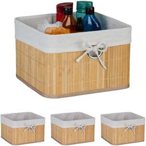 Relaxdays Storage Basket, Set of 2, Bamboo with Fabric Liner, 20x31x31 cm, with Handle, Organiser Box, Bathroom, Natural, 10% Steel 20% Polyester 70%, 2-Set Relaxdays Storage Basket, Set of 2, Bamboo with Fabric Liner, 20x31x31 cm, with Handle, Organiser Box, Bathroom, Natural, 10% Steel 20% Polyester 70%, 2-Set