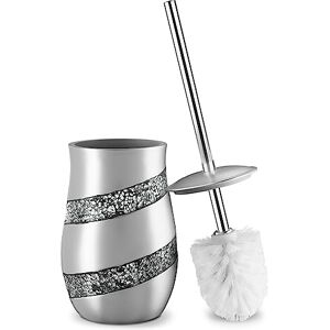 Creative Scents Silver Mosaic Toilet Brush Set - Bathroom Accessory Creative Scents Silver Mosaic Toilet Brush Set - Bathroom Accessory