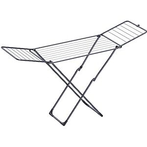 SONGMICS Clothes Airer, Foldable Clothes Drying Rack, Clothes Horse with Gullwings, Free-Standing Laundry Rack, Indoor Outdoor Use, Bed Linen Clothing, Black LLR540B01 SONGMICS Clothes Airer, Foldable Clothes Drying Rack, Clothes Horse with Gullwings, Free-Standing Laundry Rack, Indoor Outdoor Use, Bed Linen Clothing, Black LLR540B01