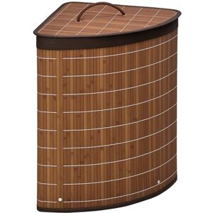 HOMCOM Bamboo Laundry Basket with Lid, 55 Litres Laundry Hamper with Removable Washable Lining, Corner Washing Baskets, 38 x 38 x 57cm, Brown HOMCOM Bamboo Laundry Basket with Lid, 55 Litres Laundry Hamper with Removable Washable Lining, Corner Washing Baskets, 38 x 38 x 57cm, Brown