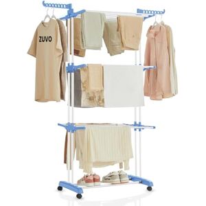 Zuvo 4 Tier-Blue Foldable Airer-Heavy Duty Stainless Steel-Perfect Indoor & Outdoor Clothes Drying Rack, L Zuvo 4 Tier-Blue Foldable Airer-Heavy Duty Stainless Steel-Perfect Indoor & Outdoor Clothes Drying Rack, L