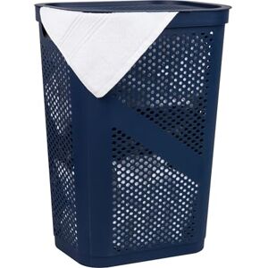 Mind Reader 60L Slim Laundry Hamper, Clothes Basket, Lid, Ventilated, Plastic, 17.25"L x 13.75"W x 23.5"H, Navy Mind Reader 60L Slim Laundry Hamper, Clothes Basket, Lid, Ventilated, Plastic, 17.25"L x 13.75"W x 23.5"H, Navy