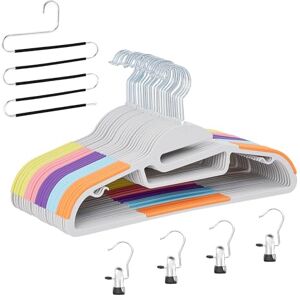 VECELO 25-Pack Non-Slip Hangers for Clothes, Space-Saving Slimline Design with 360° Swivel Hook, 1 Trouser Hangers and 4 Clip Hangers VECELO 25-Pack Non-Slip Hangers for Clothes, Space-Saving Slimline Design with 360° Swivel Hook, 1 Trouser Hangers and 4 Clip Hangers