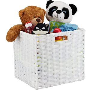 Relaxdays Folding Storage Basket, Square PP Bathroom Organiser Box, Wicker-Look Shelf Bin, 31x32x30 cm, White Relaxdays Folding Storage Basket, Square PP Bathroom Organiser Box, Wicker-Look Shelf Bin, 31x32x30 cm, White