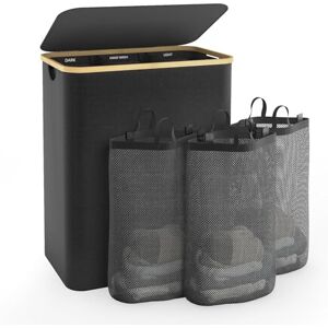 Bathola Hampers for Laundry Basket with Lid, 160L Extra Large 3 Section Clothes Divided Organizer for Bedroom,Laundry Room,Dirty Clothing Hamper,Black Bathola Hampers for Laundry Basket with Lid, 160L Extra Large 3 Section Clothes Divided Organizer for Bedroom,Laundry Room,Dirty Clothing Hamper,Black