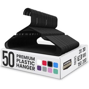 Utopia Home Clothes Hangers with grooves - Heavy duty Plastic hangers for Coat - Black Utopia Home Clothes Hangers with grooves - Heavy duty Plastic hangers for Coat - Black
