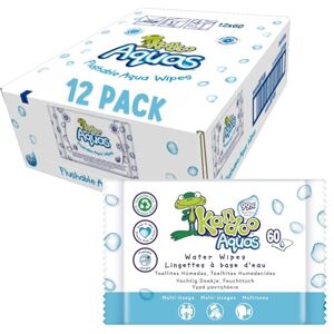 Kandoo Aquas 99% Water Based Flushable Moist Toilet Wipes, 12 x 60 Wipes ( Total 720 ), Biodegradable, Plastic Free, Wet Toilet Tissues for Toddlers, 0% Perfume, Multipack Kandoo Aquas 99% Water Based Flushable Moist Toilet Wipes, 12 x 60 Wipes ( Total 720 ), Biodegradable, Plastic Free, Wet Toilet Tissues for Toddlers, 0% Perfume, Multipack