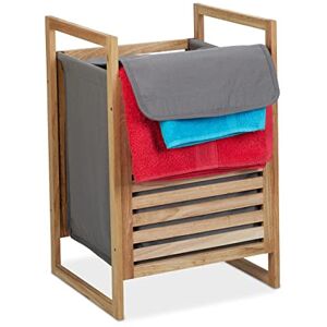 Relaxdays Walnut Laundry Basket, Square, with Handles & Lid, HWD: 60 x 40 x 35 cm, Hamper & Toy Storage, Natural/Grey, Wood Relaxdays Walnut Laundry Basket, Square, with Handles & Lid, HWD: 60 x 40 x 35 cm, Hamper & Toy Storage, Natural/Grey, Wood