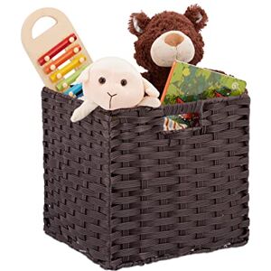 Relaxdays Folding Storage Basket, Square PP Bathroom Organiser Box, Wicker-Look Shelf Bin, 31x32x30 cm, Brown Relaxdays Folding Storage Basket, Square PP Bathroom Organiser Box, Wicker-Look Shelf Bin, 31x32x30 cm, Brown