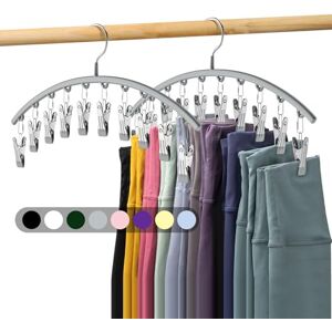 Volnamal Legging Organizer for Closet, Metal Yoga Pants Hanger w/Rubber Coated 2 Pack w/10 Clips Hold 20 Leggings, Hangers Space Saving Hanging Closet Organizer for Closet Organizers and Storage-Gray Volnamal Legging Organizer for Closet, Metal Yoga Pants Hanger w/Rubber Coated 2 Pack w/10 Clips Hold 20 Leggings, Hangers Space Saving Hanging Closet Organizer for Closet Organizers and Storage-Gray