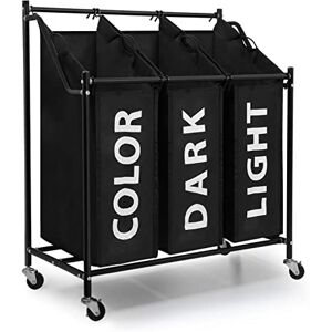 Mondeer Laundry Basket - Metal with 3 Removable Bags - Black Mondeer Laundry Basket - Metal with 3 Removable Bags - Black