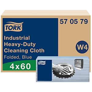 Tork Industrial Heavy-Duty Cleaning Cloth Blue W4, Strong and Absorbent, 4 x 60 Cloths, 570579 Tork Industrial Heavy-Duty Cleaning Cloth Blue W4, Strong and Absorbent, 4 x 60 Cloths, 570579
