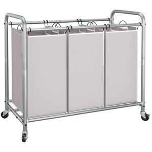 STORAGE MANIAC 3 Section Laundry Sorter, 3 Bag Laundry Hamper Cart with Heavy Duty Rolling Lockable Wheels and Removable Bags, Gray STORAGE MANIAC 3 Section Laundry Sorter, 3 Bag Laundry Hamper Cart with Heavy Duty Rolling Lockable Wheels and Removable Bags, Gray