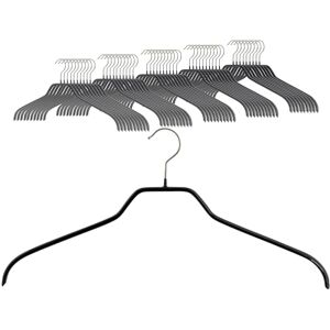 MAWA Set of 50 Space Saving Non Slip Hangers for Shirts and Blouses with 360° Swivel Hook, Non-Slip Coating, 41 cm, Black MAWA Set of 50 Space Saving Non Slip Hangers for Shirts and Blouses with 360° Swivel Hook, Non-Slip Coating, 41 cm, Black