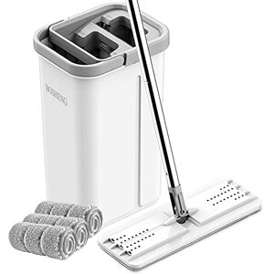 BOSHENG Flat Floor Mop and Bucket, Self Wringing Microfiber Mop and Bucket Set with 3 Washable and Reusable Pads, Home Floor Cleaning System for Wet and Dry Use. BOSHENG Flat Floor Mop and Bucket, Self Wringing Microfiber Mop and Bucket Set with 3 Washable and Reusable Pads, Home Floor Cleaning System for Wet and Dry Use.