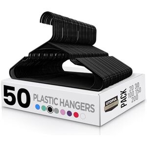 Utopia Home Clothes Hangers with grooves (50 Pack) 16.14"/41cm wide, Heavy duty Plastic hangers for Coat (Black) Utopia Home Clothes Hangers with grooves (50 Pack) 16.14"/41cm wide, Heavy duty Plastic hangers for Coat (Black)