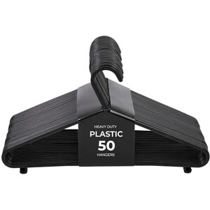 Roe Tenpo Coat Hangers, 50 Pack, Black Adult Plastic Clothes Hangers for Clothes Durable & Lightweight Non-Slip, Space-Saving Design for Shirts, Jackets, Trousers & More (50 Pack) Roe Tenpo Coat Hangers, 50 Pack, Black Adult Plastic Clothes Hangers for Clothes Durable & Lightweight Non-Slip, Space-Saving Design for Shirts, Jackets, Trousers & More (50 Pack)