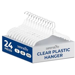 SereneLife 24-Pack Transparent Plastic Hangers – Lightweight, Non-Slip Coat Hangers with Notched Shoulders and Swivel Hook for Clothes, Shirts, Suits, Dresses, Jackets, Ultra-Thin Space Saving Design SereneLife 24-Pack Transparent Plastic Hangers – Lightweight, Non-Slip Coat Hangers with Notched Shoulders and Swivel Hook for Clothes, Shirts, Suits, Dresses, Jackets, Ultra-Thin Space Saving Design