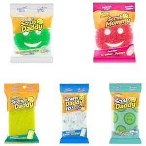 Scrub Daddy Essentials Complete Bundle with Scrub Mommy, Scour Daddy, Sponge Daddy & Eraser Daddy, Smiley Face Sponges for Cleaning & Washing Up, Multipack Kitchen Non Scratch Scourers, Pack of 5 Scrub Daddy Essentials Complete Bundle with Scrub Mommy, Scour Daddy, Sponge Daddy & Eraser Daddy, Smiley Face Sponges for Cleaning & Washing Up, Multipack Kitchen Non Scratch Scourers, Pack of 5