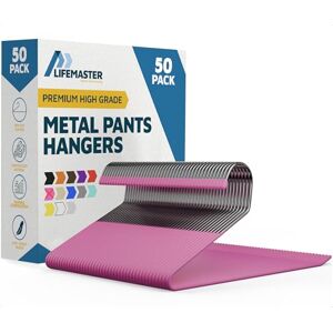 Lifemaster Metal Pants Hanger Set 50 Pieces Elegant Non-Slip Closet Space Saving Hanger Set for Pants, Trouser, Blankets, and Jeans with Open Ended Sleek Design Pink Lifemaster Metal Pants Hanger Set 50 Pieces Elegant Non-Slip Closet Space Saving Hanger Set for Pants, Trouser, Blankets, and Jeans with Open Ended Sleek Design Pink