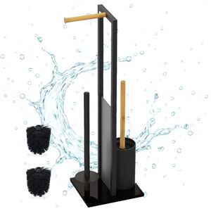 Relaxdays Standing Toilet Paper Holder 65 x 21 x 18 cm (H x W x D) Black/Natural Relaxdays Standing Toilet Paper Holder 65 x 21 x 18 cm (H x W x D) Black/Natural