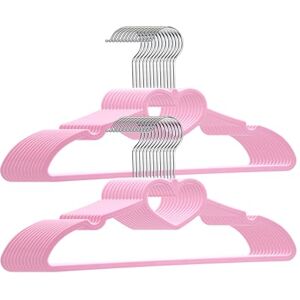 ZRKFSR Plastic Hangers 20 Pack, Heart-Shaped, Pink, Smooth Finish Space Saving, Strong & Durable Adult Coat Hangers for Dress, Shirts, Coats ZRKFSR Plastic Hangers 20 Pack, Heart-Shaped, Pink, Smooth Finish Space Saving, Strong & Durable Adult Coat Hangers for Dress, Shirts, Coats