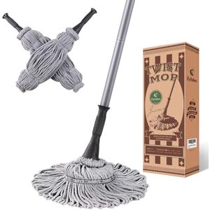 Eyliden Mop with 2 Reusable Heads, Easy Wringing Twist Mop, with 57.5 inch Long Handle, Wet Mops for Floor Cleaning, Commercial Household Clean Hardwood, Vinyl, Tile, and More (Grey) Eyliden Mop with 2 Reusable Heads, Easy Wringing Twist Mop, with 57.5 inch Long Handle, Wet Mops for Floor Cleaning, Commercial Household Clean Hardwood, Vinyl, Tile, and More (Grey)