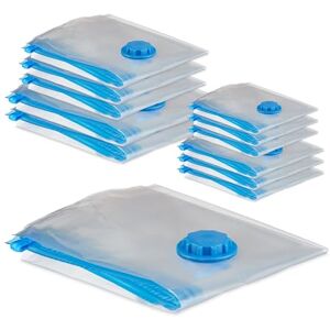 Relaxdays Vacuum Seal, Set of 12, 4 Different Sizes, Travel Clothes Protection Storage, Plastic, Bag, Transparent, 100 x 80 x 0.07 cm Relaxdays Vacuum Seal, Set of 12, 4 Different Sizes, Travel Clothes Protection Storage, Plastic, Bag, Transparent, 100 x 80 x 0.07 cm