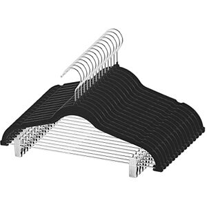 MANZOO 30Pack Velvet Hangers with Clips, Non-Slip, Contoured, Black, Plastic, Wood Finish, Perfect for Adult Clothes, 30PACK MANZOO 30Pack Velvet Hangers with Clips, Non-Slip, Contoured, Black, Plastic, Wood Finish, Perfect for Adult Clothes, 30PACK