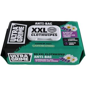 UltraGrime Antibacterial Lavender Wet Wipes Alcohol-Free Heavy-Duty Cleaning Cloths & Hand Wipes Multi-Purpose Kitchen, Toilet, Floor & Surface Cleaning Extra Large Cloth Wipes (Pack of 80) UltraGrime Antibacterial Lavender Wet Wipes Alcohol-Free Heavy-Duty Cleaning Cloths & Hand Wipes Multi-Purpose Kitchen, Toilet, Floor & Surface Cleaning Extra Large Cloth Wipes (Pack of 80)