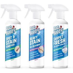 Rug Buddy Carpet Care Cleaning Kit Bundle Includes Heavy Stain Pre Treatment, Spot Stain Remover & Carpet Fresh with Odour Remover Suitable for Fabric & Upholstery (3x 500ml) Rug Buddy Carpet Care Cleaning Kit Bundle Includes Heavy Stain Pre Treatment, Spot Stain Remover & Carpet Fresh with Odour Remover Suitable for Fabric & Upholstery (3x 500ml)