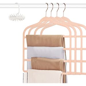 Tinfol Pink Trouser Hanger Space Saving, 4pc 4 Layers Velvet Pants Rack, Non-Slip Jeans Hangers, Multiple Pant Hangers Closet Storage Organizer for Pants Jeans Scarf Towels Tie Towel Clothes Tinfol Pink Trouser Hanger Space Saving, 4pc 4 Layers Velvet Pants Rack, Non-Slip Jeans Hangers, Multiple Pant Hangers Closet Storage Organizer for Pants Jeans Scarf Towels Tie Towel Clothes