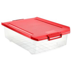 TATAY Underbed Storage Box with Lid, 32L Capacity, with Handles and Wheels, Lid 100% Recycled Materials, BPA Free, Red, Measures 40 x 57 x 18 cm TATAY Underbed Storage Box with Lid, 32L Capacity, with Handles and Wheels, Lid 100% Recycled Materials, BPA Free, Red, Measures 40 x 57 x 18 cm