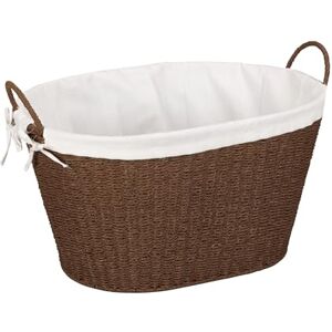 Household Essentials Lined Paper Rope Laundry Basket, Dark Brown Stain Household Essentials Lined Paper Rope Laundry Basket, Dark Brown Stain