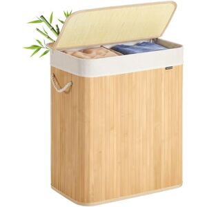 SONGMICS Laundry Basket, 100 L, Laundry Hamper with 2 Compartments, Laundry Bin with Lid, Bamboo, Foldable, Removable and Machine Washable Liner Bag, for Laundry Room, Bedroom, Natural LCB074Y01 SONGMICS Laundry Basket, 100 L, Laundry Hamper with 2 Compartments, Laundry Bin with Lid, Bamboo, Foldable, Removable and Machine Washable Liner Bag, for Laundry Room, Bedroom, Natural LCB074Y01