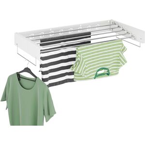Relaxdays Wall-Mounted Clothes Airer, Folding, 15 x 100 x 50.5 cm, Space-Saving, Laundry Drying Rack, Extendable, White, Steel, Stainless steel Relaxdays Wall-Mounted Clothes Airer, Folding, 15 x 100 x 50.5 cm, Space-Saving, Laundry Drying Rack, Extendable, White, Steel, Stainless steel