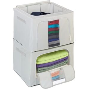 Relaxdays Set of 2 Bags, with Zip Closure, Bedding, Clothes, Underbed Storage, Moving, 33 x 50 x 40 cm, Grey, Polyester, L Relaxdays Set of 2 Bags, with Zip Closure, Bedding, Clothes, Underbed Storage, Moving, 33 x 50 x 40 cm, Grey, Polyester, L