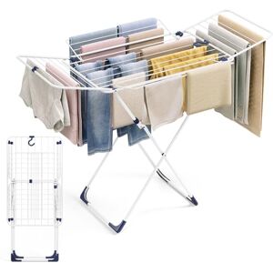 KINGRACK Foldable Clothes Airer, Wing Clothes Drying Rack, Metal Laundry Drying Horse Rack,Compact Indoor & Outdoor Clothes Dryer KINGRACK Foldable Clothes Airer, Wing Clothes Drying Rack, Metal Laundry Drying Horse Rack,Compact Indoor & Outdoor Clothes Dryer