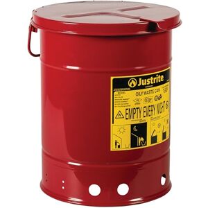 Justrite 20 Litre Red Steel Oil Container with Hand Operated Lid Justrite 20 Litre Red Steel Oil Container with Hand Operated Lid