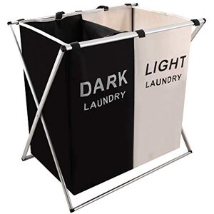 Nicesail Laundry Basket 2 Section Hamper Washing Storage Basket Bag, Folding Hamper Waterproof & Aluminum X-Frame, Cloth Organizer Durable Laundry Basket for Bathroom Home with Carrying Handle Nicesail Laundry Basket 2 Section Hamper Washing Storage Basket Bag, Folding Hamper Waterproof & Aluminum X-Frame, Cloth Organizer Durable Laundry Basket for Bathroom Home with Carrying Handle