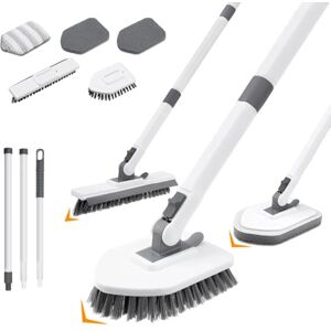 Bestnifly 4 in 1 Shower Scrubber Cleaning Brush, Tub and Tile Scrubber with Long Handle, Grout Brush Stiff Bristles Scrub Sponge Brushes Microfibe Pads, for Toilet Bathroom Kitchen Wall Floor Glass Bathtub Sink Bestnifly 4 in 1 Shower Scrubber Cleaning Brush, Tub and Tile Scrubber with Long Handle, Grout Brush Stiff Bristles Scrub Sponge Brushes Microfibe Pads, for Toilet Bathroom Kitchen Wall Floor Glass Bathtub Sink