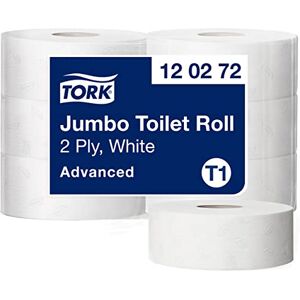 Tork Jumbo Two Ply Toilet Paper Rolls Compatible with T1 Jumbo Toilet System, Pack of 6 Rolls (6 x 1800 Sheets) Tork Jumbo Two Ply Toilet Paper Rolls Compatible with T1 Jumbo Toilet System, Pack of 6 Rolls (6 x 1800 Sheets)