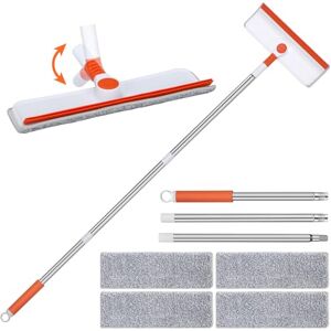 Alyvisun 132cm Extendable Window Cleaning Squeegee with Flexible Head, Professional Long Reach Window Cleaning Equipment with Silicone Squeegee and 4pcs Microfibre Scrubbers Alyvisun 132cm Extendable Window Cleaning Squeegee with Flexible Head, Professional Long Reach Window Cleaning Equipment with Silicone Squeegee and 4pcs Microfibre Scrubbers